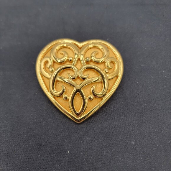 Heart Brooch Signed NJY - Picture 3 of 8